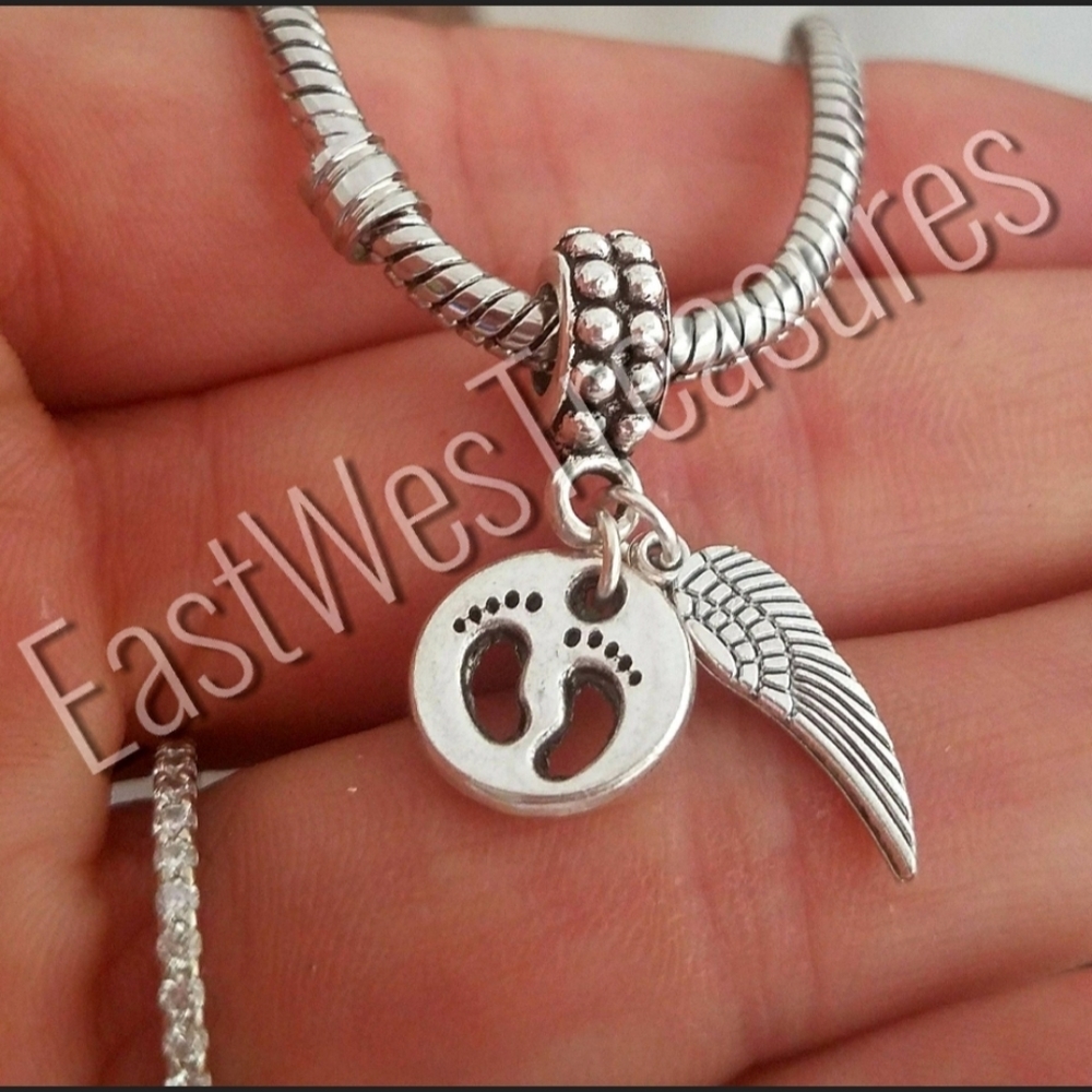 Miscarriage pregnancy loss of a baby infant charm for pandora baby foot